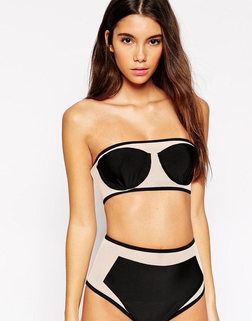 Asos Top De Bikini Bandeau En Tulle Contrast Asos Pickture