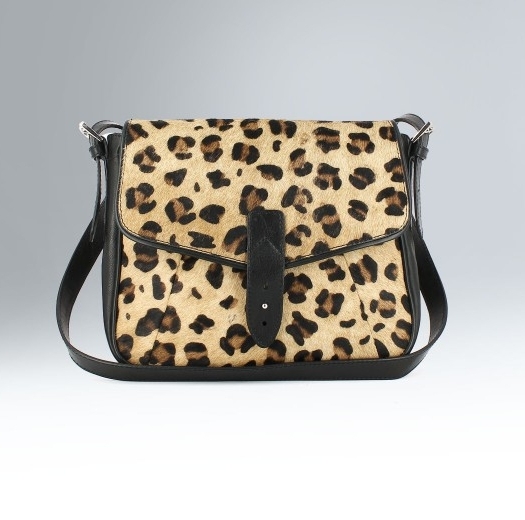 Sac en cuir noir fa?�on poulain imprim?� l?�opard - Jonak - Pickture